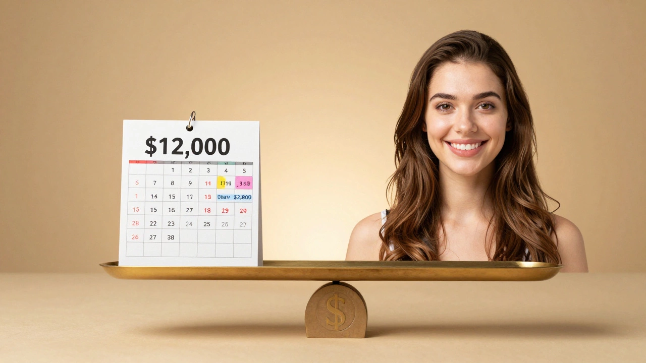 Scale comparing expensive surgery to affordable non-surgical alternatives for facial lift