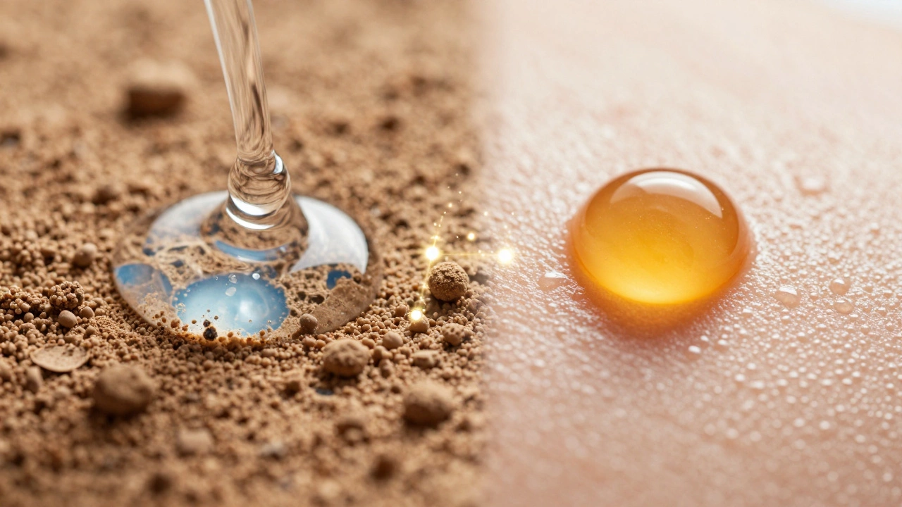 Close-up of toner absorbing into skin followed by vitamin C serum