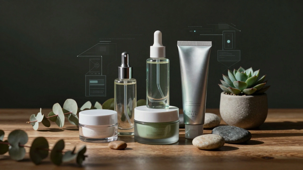 Eco-friendly refillable makeup containers with greenery