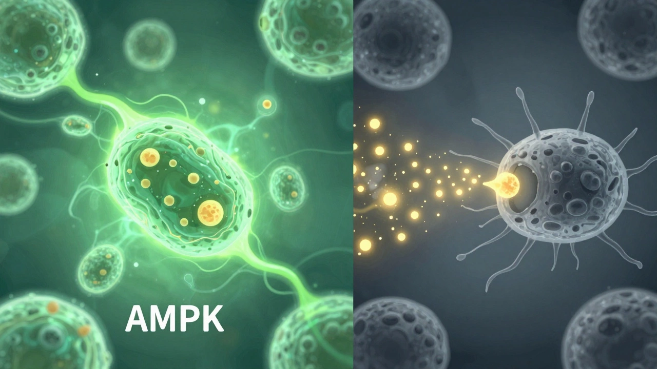 Illustration of healthy cells vs zombie cells being cleared