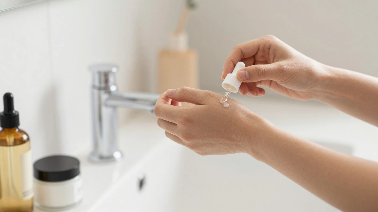 Person performing a patch test for skincare on their wrist