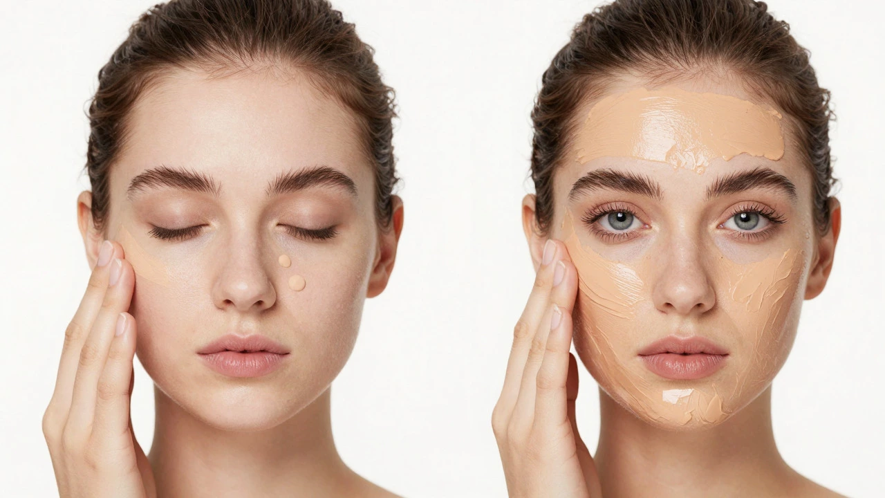 Side-by-side comparison of correct vs incorrect makeup application order