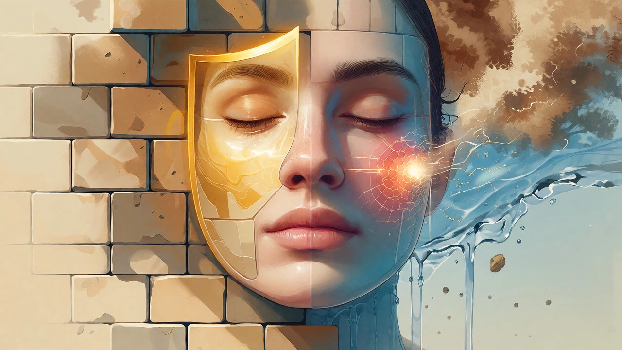 Artistic visualization of skin barrier and sun protection