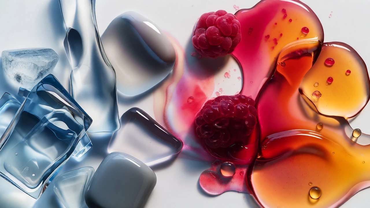 Abstract comparison of synthetic chemicals and natural organic beauty elements
